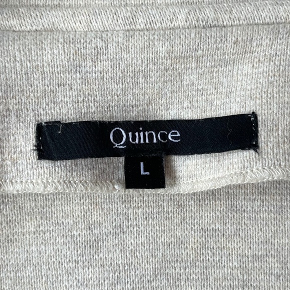 Quince Women’s Cotton Knit Blazer Jacket Large Oatmeal Gray Stretch Work EUC - Picture 3 of 4